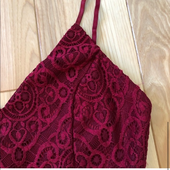Lulus Vegas Baby Wine Red Lace Bodycon Mini Dress - Picture 5 of 12
